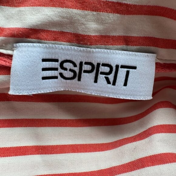 Esprit Red and White Striped High Low Cotton Blend Button Up Women's Size Small - Picture 9 of 10
